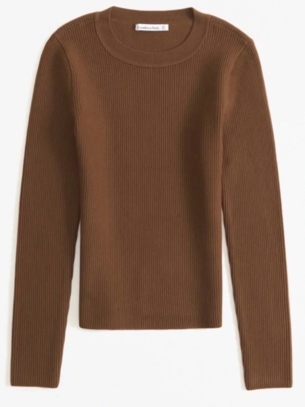 NWT Abercrombie & Fitch Women's Chestnut Ribbed Crewneck Ottoman Sweater Large